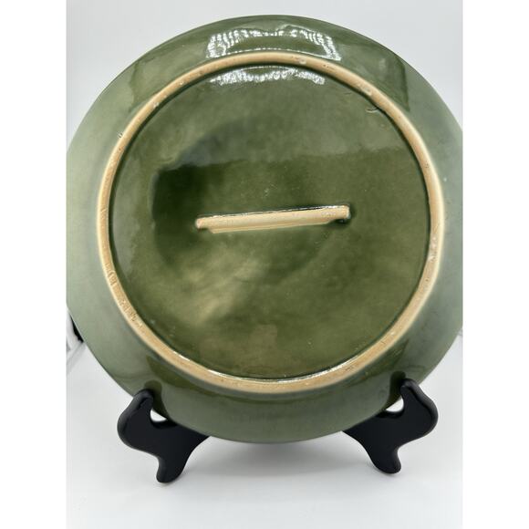 Tii Collections Moss Green Embossed Ceramic Plate 10.5" Art Nouveau Style #W3240 - Picture 4 of 5